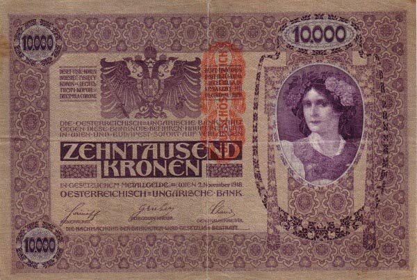 奥地利 Pick 064 1918.11.2年版10000 Kronen 纸钞 