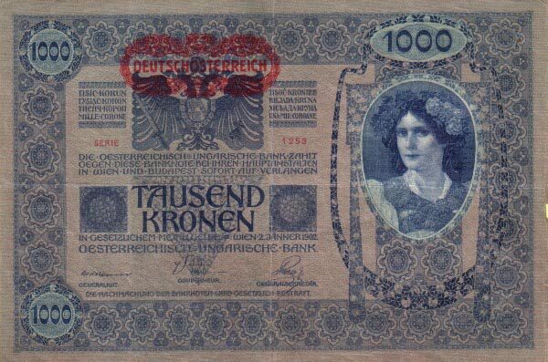 奥地利 Pick 057a 1902.1.2年版1000 Kronen 纸钞 