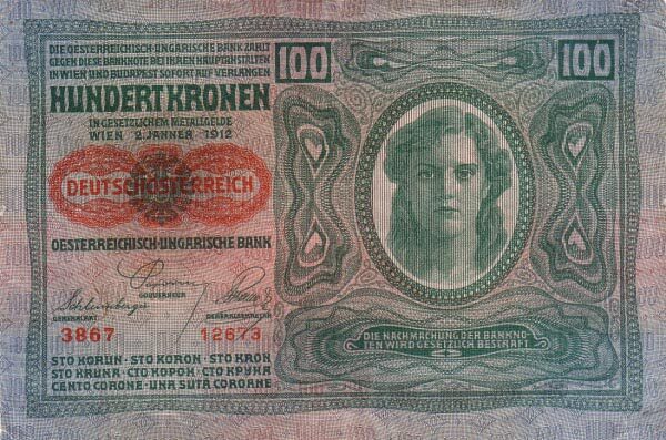 奥地利 Pick 056 1912.1.2年版100 Kronen 纸钞 