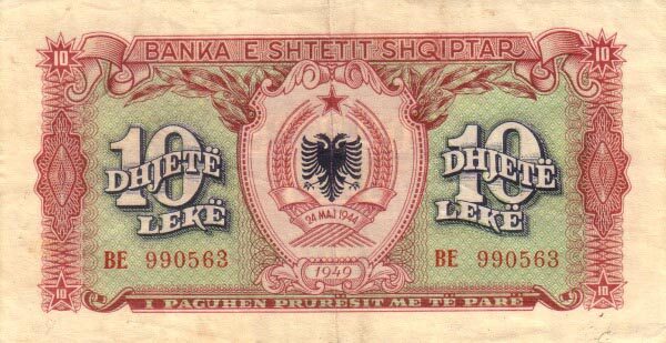阿尔巴尼亚 Pick 24 1949年版10 Leke 纸钞 