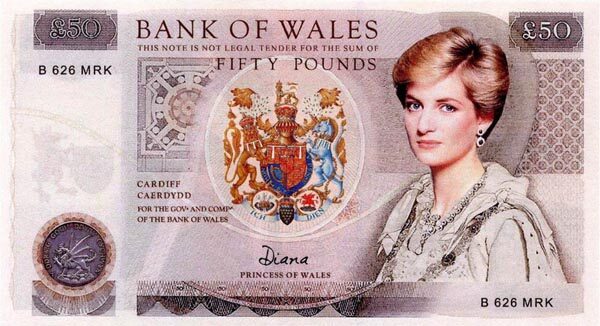 威尔士 Pick 1981.7.29年版50 Pounds 纸钞 