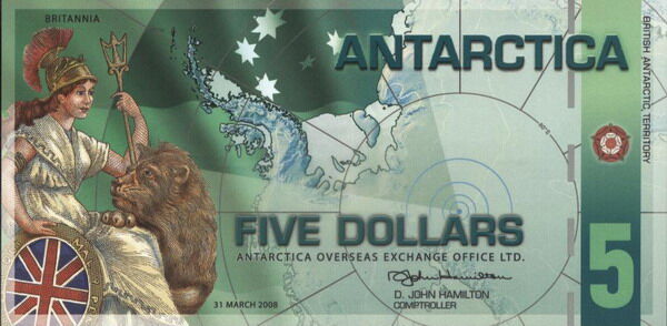 南极洲 Pick 17 2008年版5 Dollars 纸钞 