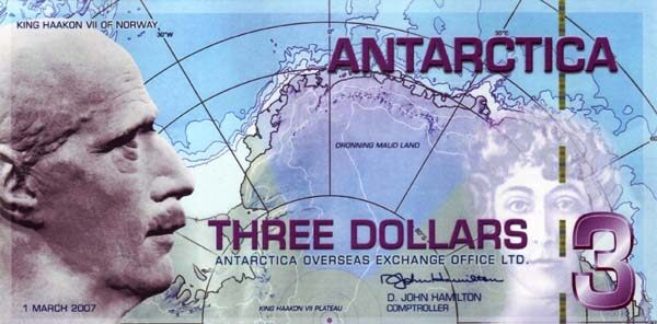 南极洲 Pick 16 2007年版3 Dollars 纸钞 