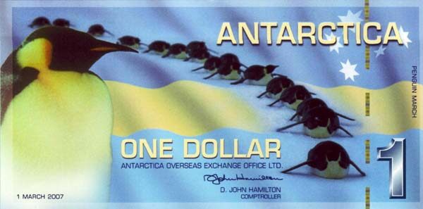 南极洲 Pick 14 2007年版1 Dollar 纸钞 