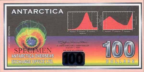 南极洲 Pick 13 2001年版100 Dollars 纸钞 