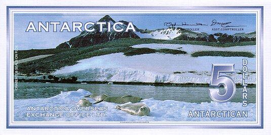 南极洲 Pick 02 1996年版5 Dollars 纸钞 