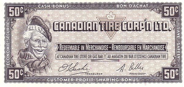 加拿大轮胎币 Pick S1-E ND1961年版50 Cents 纸钞 