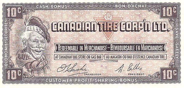 加拿大轮胎币 Pick S1-C ND1961年版10 Cents 纸钞 