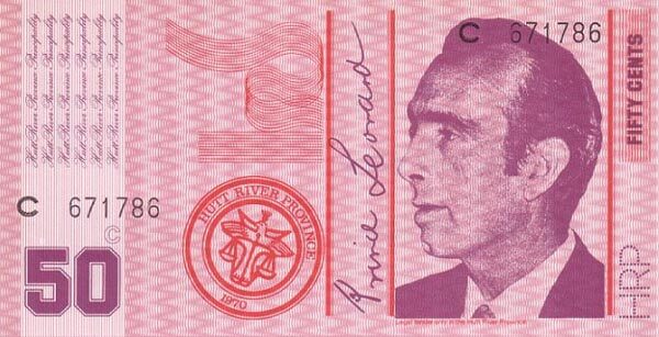 赫特河公国 Pick 3 1970年版50 Cents 纸钞 