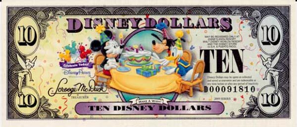 迪斯尼 Pick 2009 2009年版10 Dollars 纸钞 