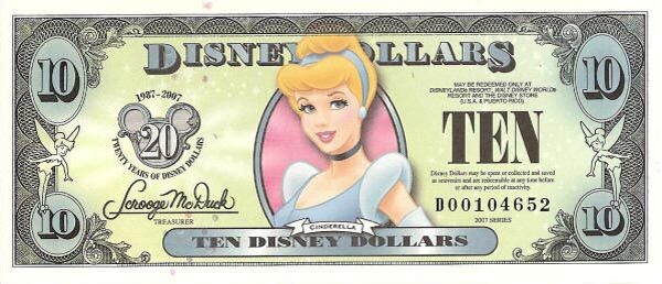 迪斯尼 Pick 2007 2007年版10 Dollars 纸钞 