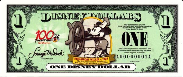 迪斯尼 Pick 2002 2002年版1 Dollar 纸钞 