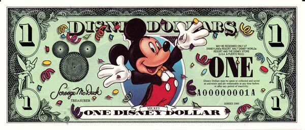 迪斯尼 Pick 2000 2000年版1 Dollar 纸钞 