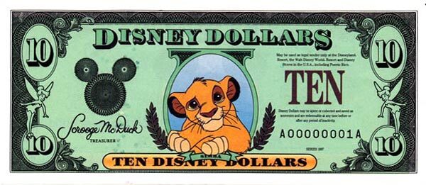 迪斯尼 Pick 1997 1997年版10 Dollars 纸钞 