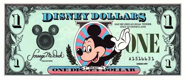 迪斯尼 Pick 1987 1987年版1 Dollar 纸钞 