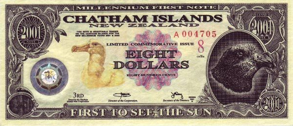 查塔姆群岛 Pick 7 2001年版8 Dollars 纸钞 