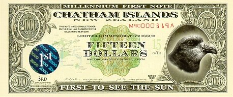 查塔姆群岛 Pick 4a 2000年版15 Dollars 纸钞 