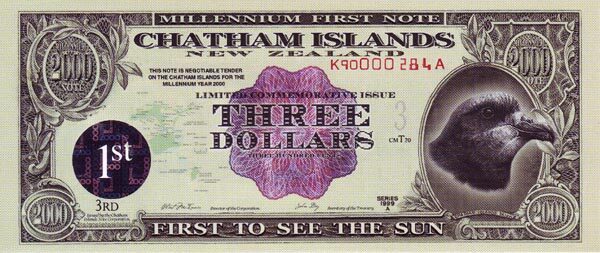 查塔姆群岛 Pick 2a 2000年版3 Dollars 纸钞 
