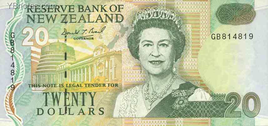 新西兰 Pick 183 nd1994年版20 Dollars 纸钞 