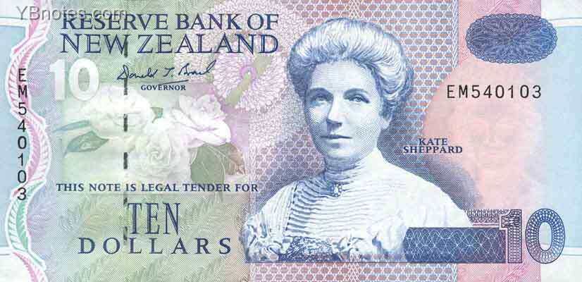 新西兰 Pick 182 ND1994年版10 Dollars 纸钞 