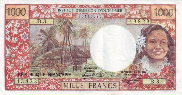 新喀里多尼亚 Pick 64b ND1983年版1000 Francs 纸钞 
