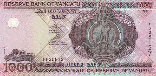 瓦努阿图 Pick 10 ND2002年版1000 Vatu 纸钞 