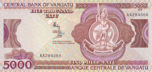 瓦努阿图 Pick 04 ND1989年版5000 Vatu 纸钞 