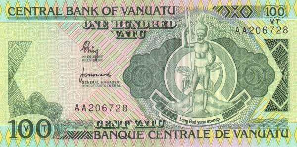 瓦努阿图 Pick 01 ND1982年版100 Vatu 纸钞 