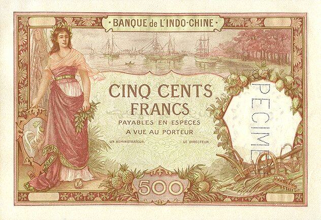 塔希提 Pick 13as ND1923年版500 Francs 纸钞 