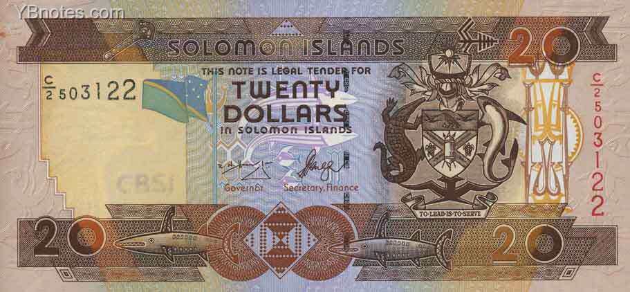 所罗门群岛 Pick 28 ND2006年版20 Dollars 纸钞 