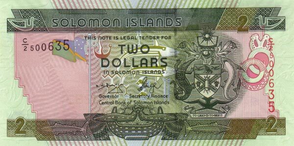 所罗门群岛 Pick 25 ND2006年版2 Dollars 纸钞 140x70