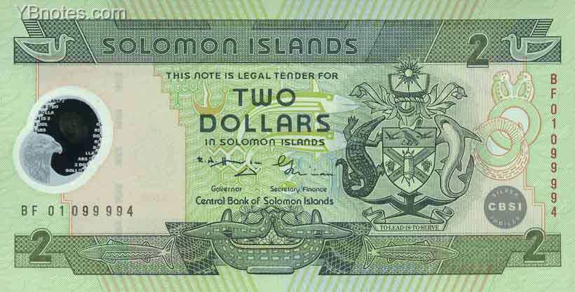 所罗门群岛 Pick 23 2001年版2 Dollars 纸钞 141x72