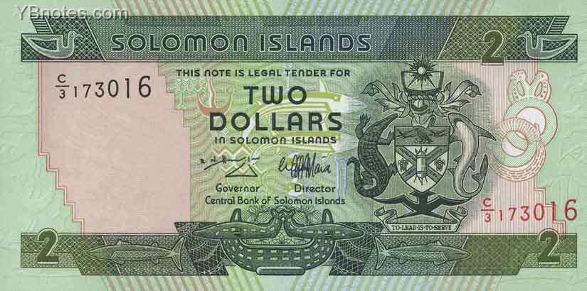 所罗门群岛 Pick 18 ND年版2 Dollars 纸钞 