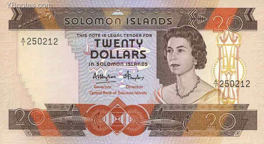 所罗门群岛 Pick 12 ND1984年版20 Dollars 纸钞 