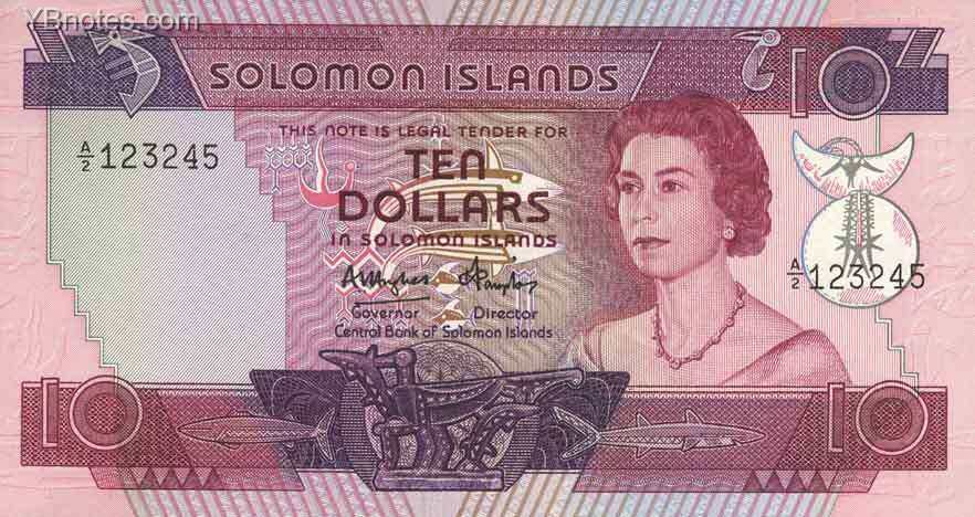 所罗门群岛 Pick 11 ND1984年版10 Dollars 纸钞 