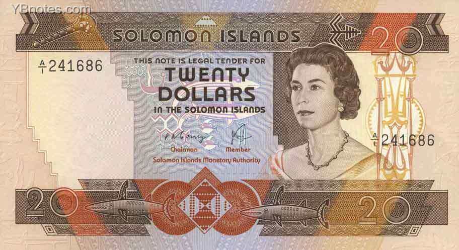 所罗门群岛 Pick 08 ND1981年版20 Dollars 纸钞 