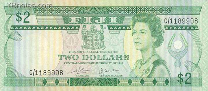 斐济 Pick 077 ND1980年版2 Dollars 纸钞 