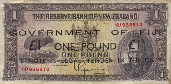 斐济 Pick 045b ND1942年版1 Pound 纸钞 