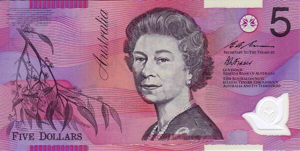 澳大利亚 Pick 51a 1995年版5 Dollars 纸钞 130x65