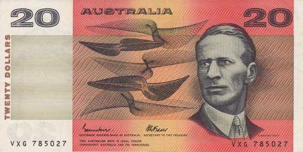 澳大利亚 Pick 46e ND1991年版20 Dollars 纸钞 160x81