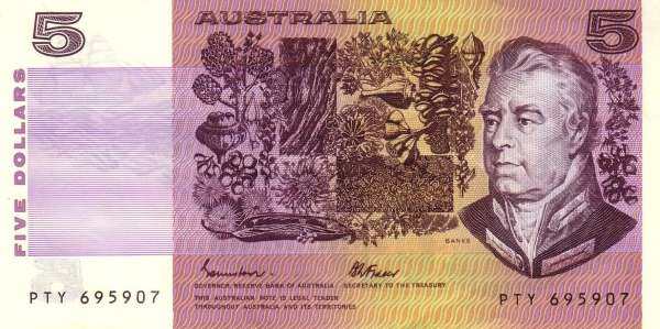 澳大利亚 Pick 44e ND1991年版5 Dollars 纸钞 152x76