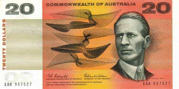 澳大利亚 Pick 41a ND1968年版20 Dollars 纸钞 160x81