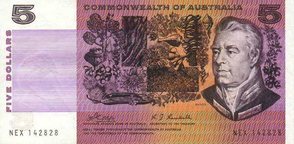 澳大利亚 Pick 39b ND1969年版5 Dollars 纸钞 152x76
