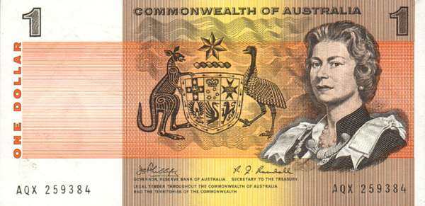 澳大利亚 Pick 37c ND1969年版1 Dollars 纸钞 140x70