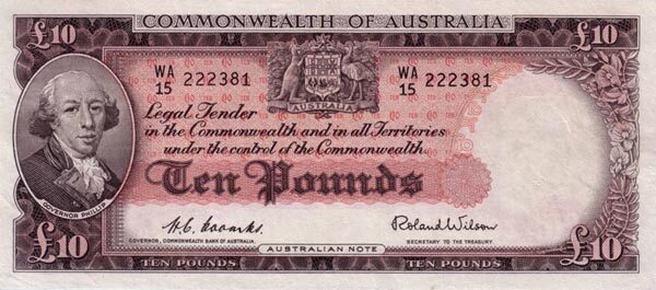 澳大利亚 Pick 32 ND1954-59年版10 Pounds 纸钞 180x78