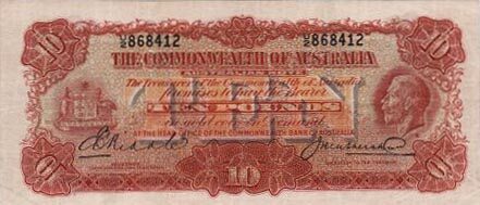 澳大利亚 Pick 18b ND1925年版10 Pounds 纸钞 