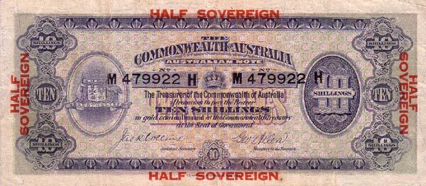 澳大利亚 Pick 03a ND1914年版10 Shillings 纸钞 