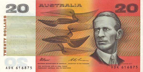 澳大利亚 Pick CS 1993年版20 Dollars 纸钞 160x81