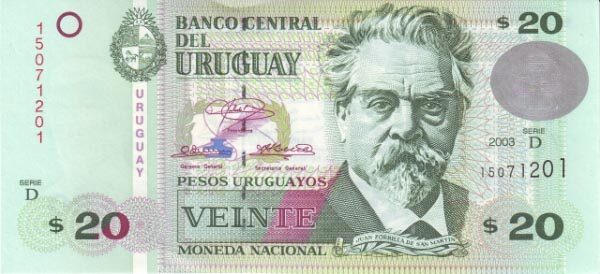 乌拉圭 Pick 83A 2003年版20 Pesos Uruguayos 纸钞 