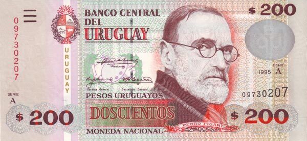乌拉圭 Pick 77 1995年版200 Pesos Uruguayos 纸钞 